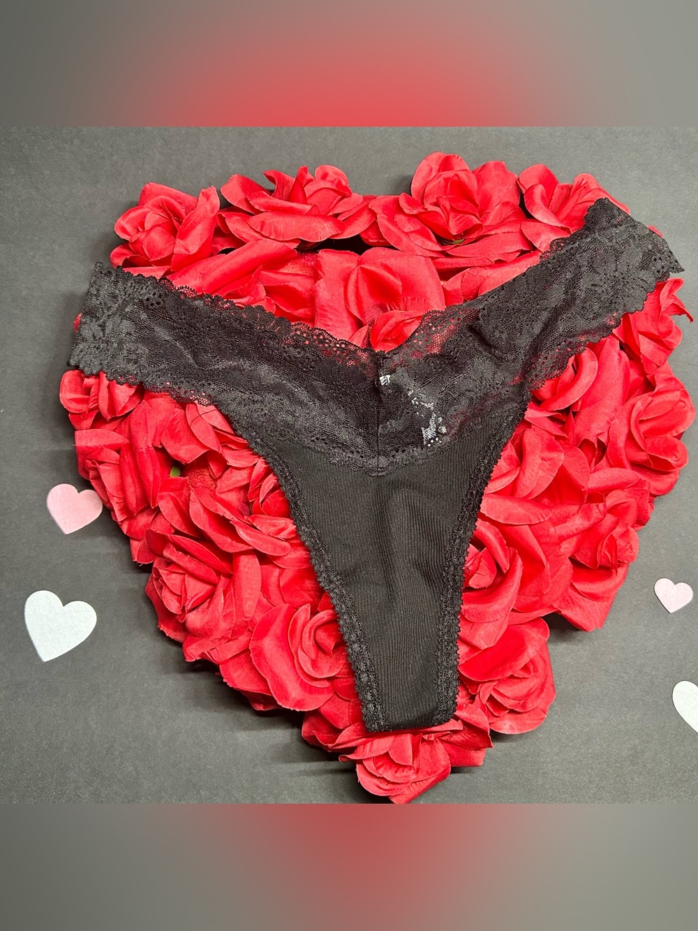 Victoria's Secret Black Lace-Trim Thong Panty